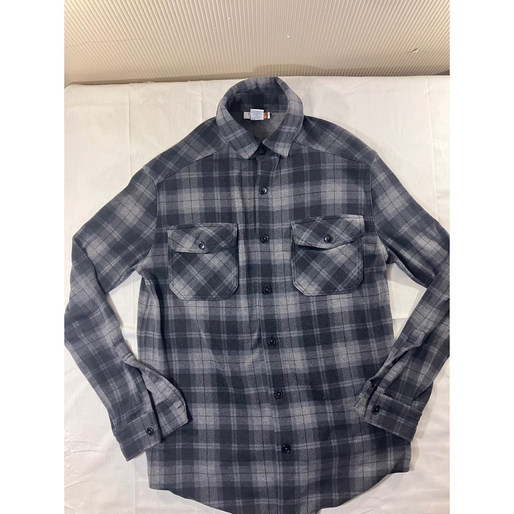 C&C California Men's Plaid Flannel Shirt Button Up Gray‎ Black Size S